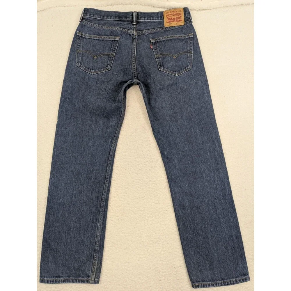 Levis 505 Men's Regular Fit Jeans Blue 34x30.5 Dark Wash Denim 100% Cotton